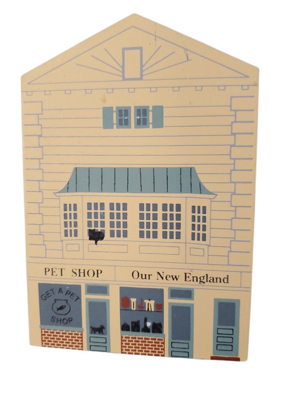 Cat's Meow Pet Shop Wall Decor Cream & Light Blue Wooden Plaque Series XI